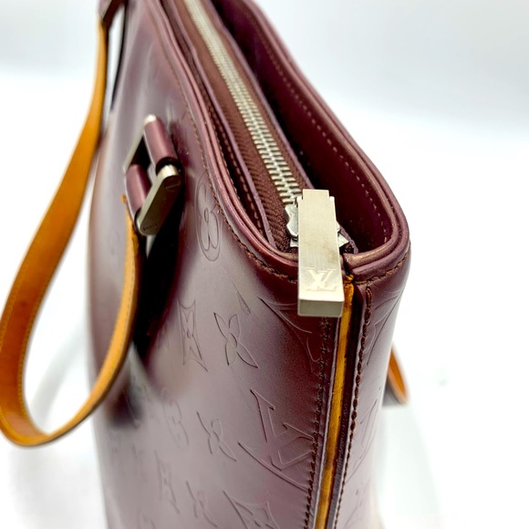 Auth Louis Vuitton Stockton Violette Embossed Monogram Matte Leather Tote Bag - Picture 12 of 16